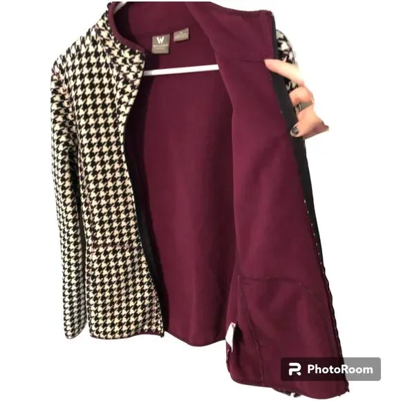 White Sierra Women's Alpha Tek Houndstooth Printed Jacket Size M - Picture 4 of 7